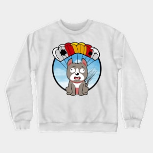 Silly grey dog has a broken parachute Crewneck Sweatshirt